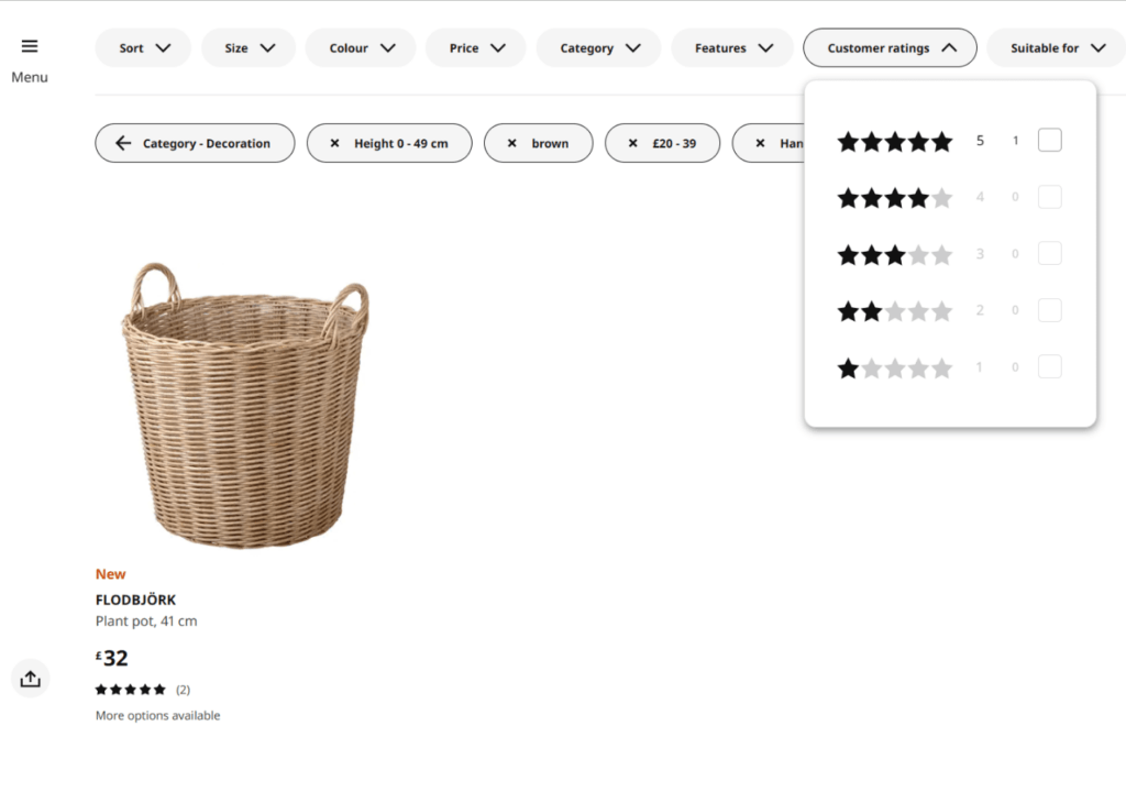 Screenshot taken on the official Ikea website