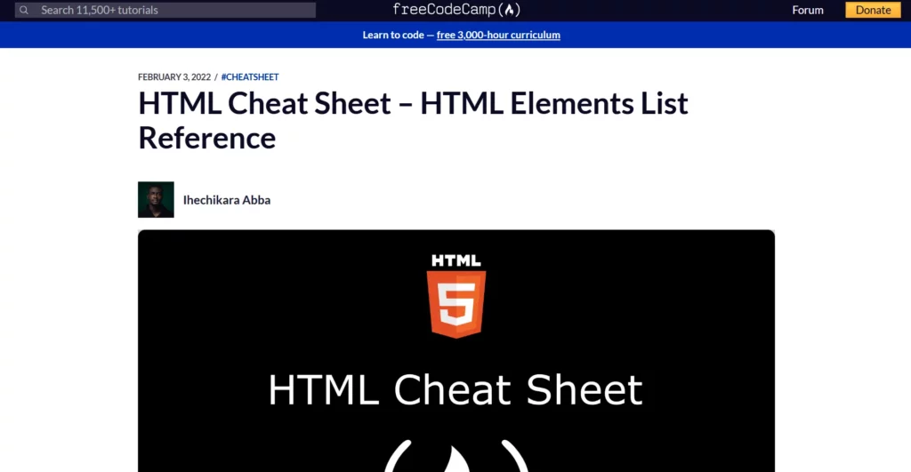 freeCodeCamp's HTML5 Cheat Sheet