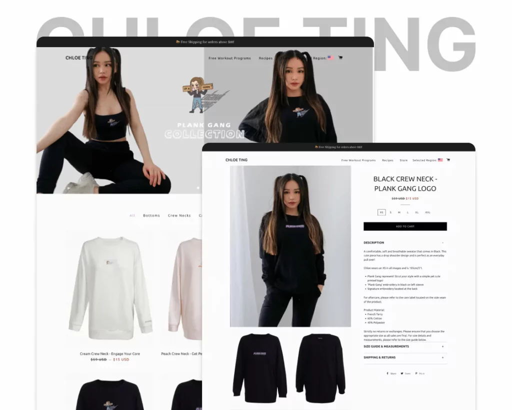 The aesthetic look of Chloe Ting's website, Designveloper's project