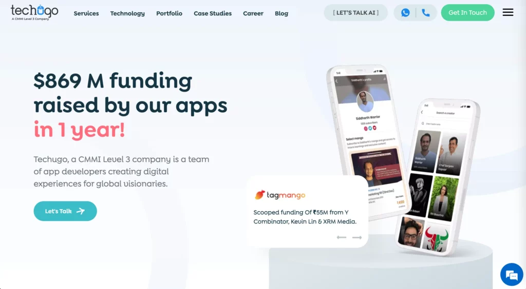 Techugo - one of the top web app development companies